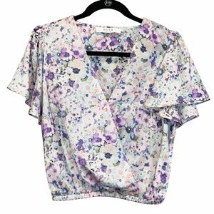 ASTR the Label Women's Floral Wrap Top - Purple, Blue, pastels